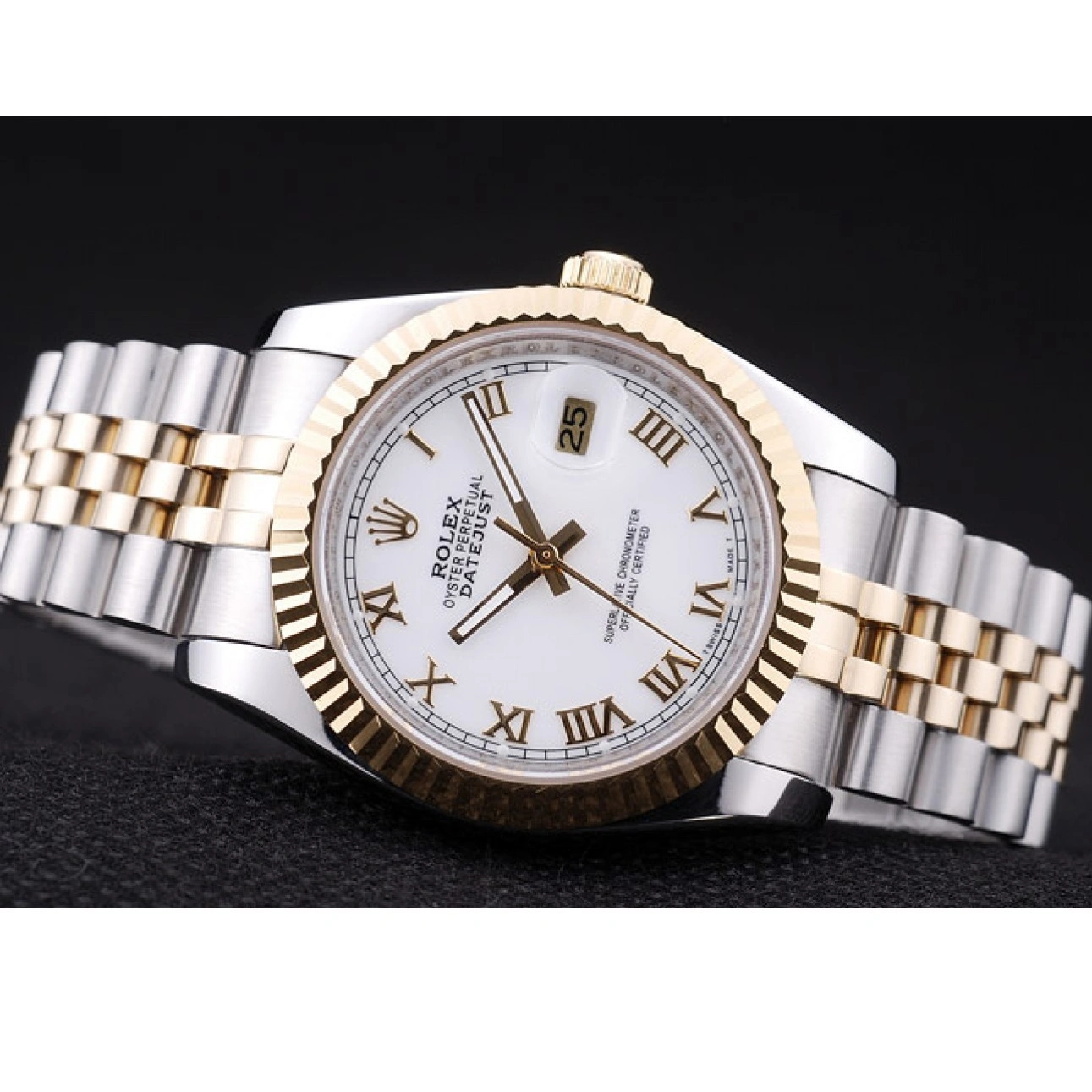 Aaa replica watch 7451 White Bezel Datejust Rolex Dial Ribbed 1015